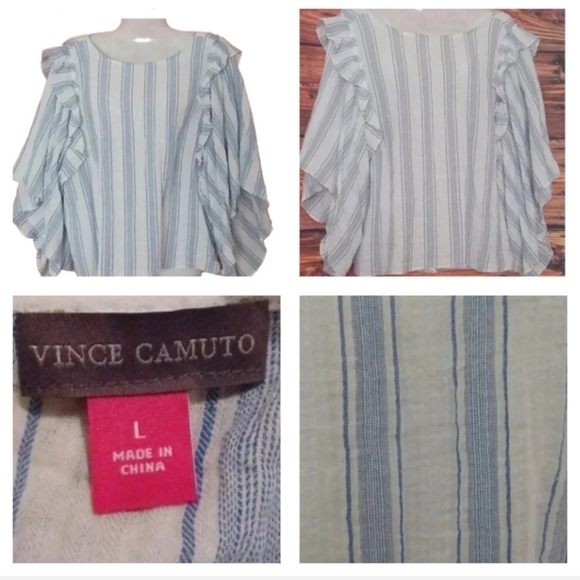 🌹VINCE Camuto cotton top with ruffles - Picture 1 of 11